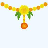 tradizionale indiano calendula fiore ghirlanda con Mango le foglie. decorazione per indiano indù vacanze o matrimoni o puja Festival, indiano Festival fiore decorazione vettore