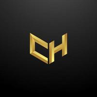 ch logo monogramma lettera iniziale modello di progettazione con texture 3d oro vettore
