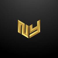 ny logo monogramma lettera iniziale modello di progettazione con texture 3d oro vettore
