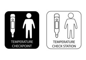 termometri medici digitali. segno di scansione della temperatura. punto di controllo o stazione per la misurazione della febbre. potrebbe essere utilizzato nella stazione ferroviaria, aeroporto o altri luoghi pubblici. vettore