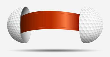 golf palla metà con rosso nastro dentro. golf sfera per la scelta un avversario. gli sport quantità, fortuna. vettore