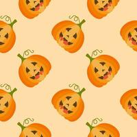 carino arancia jack-o-lanterna Halloween zucche senza soluzione di continuità modello vettore