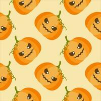 carino arancia jack-o-lanterna Halloween zucche senza soluzione di continuità modello vettore