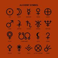 collezione di alchimia simbolo, esoterico glifi, pittogrammi e simboli. mistico e alchimia segni lineare stile vettore