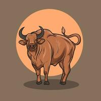 vettore illustrazione di lungo corno bufalo