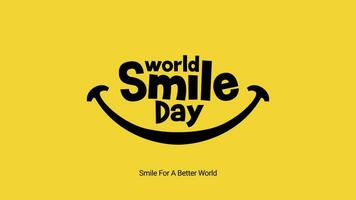 semplice mondo Sorridi giorno logo tipografia con sorridente linea illustrazione vettore