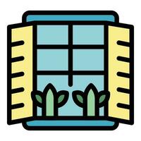 finestra giardino icona vettore piatto