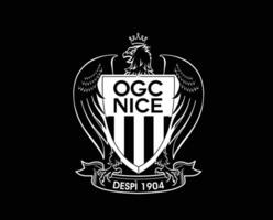 simpatico club logo simbolo bianca ligue 1 calcio francese astratto design vettore illustrazione con nero sfondo