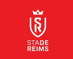 stadio de reims club logo simbolo bianca ligue 1 calcio francese astratto design vettore illustrazione con rosso sfondo