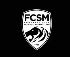 fc sochaux club logo simbolo bianca ligue 1 calcio francese astratto design vettore illustrazione con nero sfondo