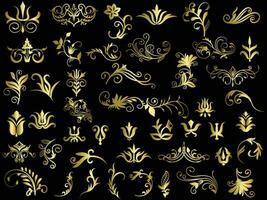 d'oro Vintage ▾ floreale elementi arte arredamento stile decorazione. vettore