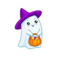 Halloween kawaii fantasma personaggio con zucca Borsa vettore