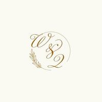 iniziali wq nozze monogramma logo con le foglie e elegante circolare Linee vettore