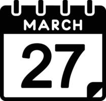 27 marzo glifo icona vettore