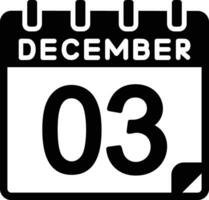 3 dicembre glifo icona vettore