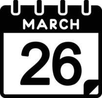 26 marzo glifo icona vettore