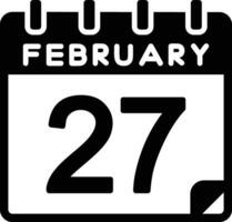 27 febbraio glifo icona vettore