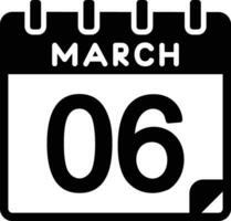 6 marzo glifo icona vettore