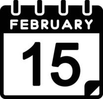 15 febbraio glifo icona vettore