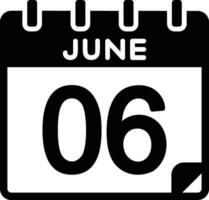 6 giugno glifo icona vettore
