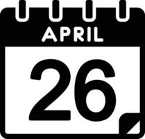 26 aprile glifo icona vettore
