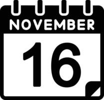 16 novembre glifo icona vettore
