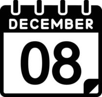 8 dicembre glifo icona vettore