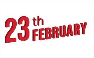 23 febbraio , quotidiano calendario tempo e Data programma simbolo. moderno disegno, 3d resa. bianca sfondo. vettore