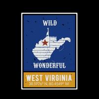 vettore di ovest Virginia slogan, selvaggio e meraviglioso, Perfetto per Stampa, eccetera