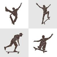 impostato di skateboarder vettore illustrazione design. skateboarder logo design modello.