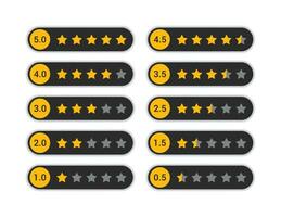 cinque d'oro stella revisione Vota, cliente feedback, Prodotto valutazione icona, valutazione stella icona vettore design modelli.