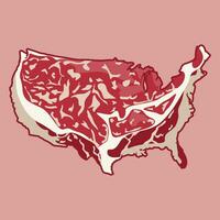 America nazione carta geografica nel carne bistecca stile illustrazione vettore