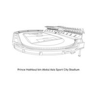 linea arte design di Arabia Arabia internazionale stadio, Principe hathloul bidone abdul aziz sport città stadio nel najran città vettore