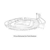 linea arte design di Arabia Arabia internazionale stadio, Principe mohamed bidone fahd stadio vettore