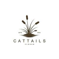 insenature e cattails fiume logo, erba design semplice minimalista illustrazione vettore modello