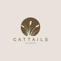 insenature e cattails fiume logo, erba design semplice minimalista illustrazione vettore modello