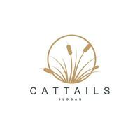 insenature e cattails fiume logo, erba design semplice minimalista illustrazione vettore modello