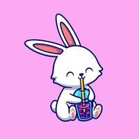 carino coniglio bevanda boba latte tè cartone animato vettore icona illustrazione. animale bevanda icona concetto isolato premio vettore. piatto cartone animato stile