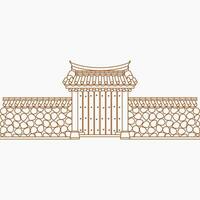 modificabile schema tradizionale coreano hanok cancello edificio vettore illustrazione per opera d'arte elemento di orientale storia e cultura relazionato design