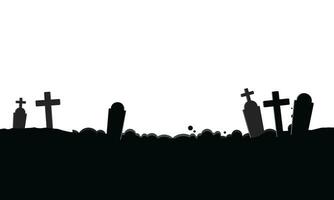 vettore nero sagome di lapidi croci e lapidi cimitero elementi cimitero panorama vettore