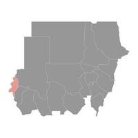 ovest darfur stato carta geografica, amministrativo divisione di Sudan. vettore illustrazione.