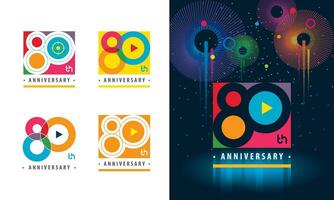 impostato di 80 ° anniversario logotipo disegno, ottanta anni festeggiare anniversario vettore