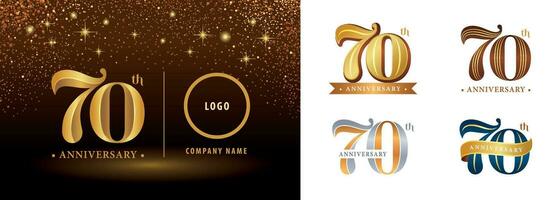 impostato di 70 ° anniversario logotipo disegno, Settanta anni festeggiare anniversario logo vettore