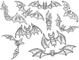 Halloween pipistrello linea arte. vettore