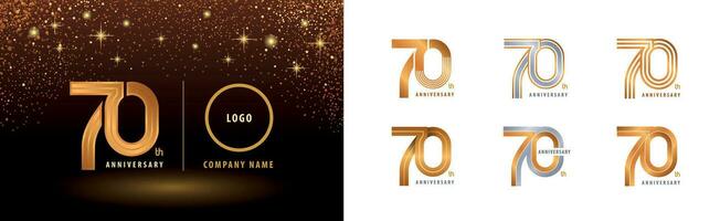 impostato di 70 ° anniversario logotipo disegno, Settanta anni anniversario celebrazione vettore