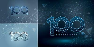 impostato di 100 ° anniversario logotipo disegno, centinaio anni festeggiare anniversario logo vettore