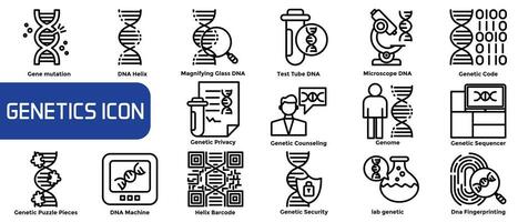 genetica linea icone impostare. vettore Infografica