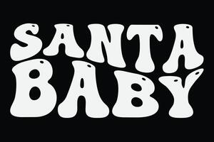 Santa bambino divertente Groovy ondulato Natale maglietta design vettore