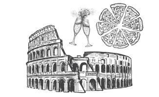 schizzo di il Colosseo. Roma, Italia. mano disegnato illustrazione vettore