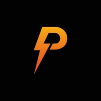 lettera p logo energia moderno vettore